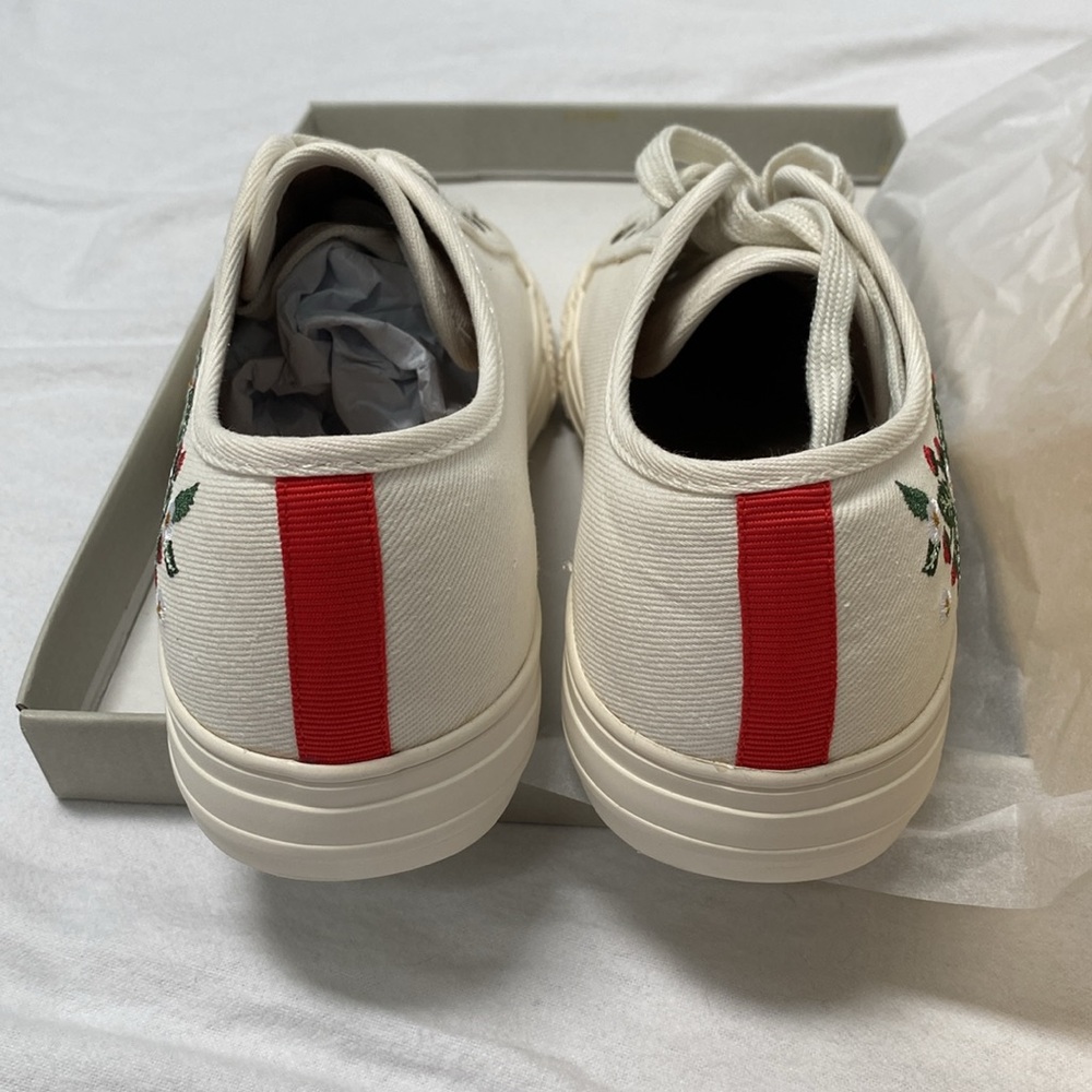 Boden Strawberry Embroidered White Canvas Sneakers - Picture 5 of 8